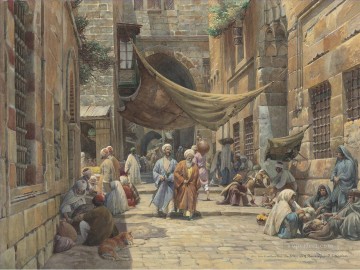 宗教的 Painting - キング デビッド ストリート エルサレム グスタフ バウエルンファインド オリエンタリスト ユダヤ人